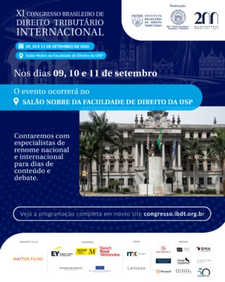 Nos dias 09, 10 e 11 de setembro, o Salão Nobre da Faculdade de Direito da USP, no Largo São Francisco será palco das maiores discussões sobre o Direito Tributário Internacional. 

Especialistas de renome nacional e internacional estarão reunidos em um debate de alto nível. 

Não perca essa oportunidade e veja a programação completa em nosso site: congresso.ibdt.org.br (Link na bio)

Inscrições abertas!